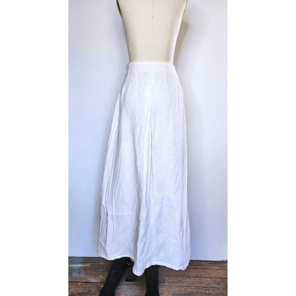 Vintage Off White Linen High Waisted Maxi Skirt by Geoffrey Beene Button Down XS - Picture 5 of 10